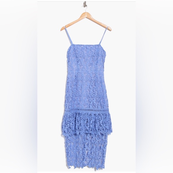 Nordstrom Dresses & Skirts - New Women’s NSR Floral Lace Tiered Midi A-line Dress Size M Cornflower Blue
